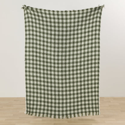 Houndstooth Throw - Green/Sage